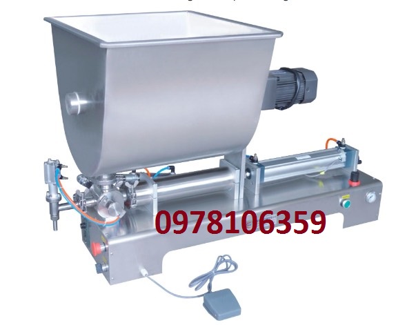 Máy chiết rót dịch đặc có phểu khuấy trộn, máy chiết nguyên liệu sệt