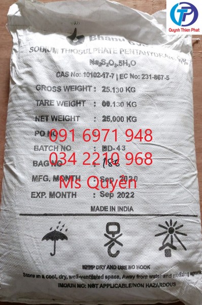 Na2S2O3 99%, sodium thiosulphate Ấn Độ khử chlorine, khử độc nước ao giá sỉ